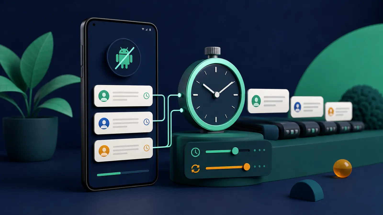 Bartago editorial illustration for Offline SMS, Scheduling, and Sending Frequency